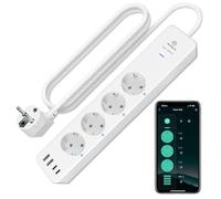 ANTELA Multiprise Connectée WiFi 16A 4 Prises 2 USB A/2 Type-C | Prise Intelligente Mesure de Consommation Électrique, Compatible avec Alexa/Google Home, Smart Life APP, Fonction de Temps