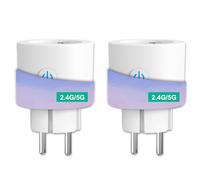 ANTELA Prise Connectée Alexa 16A 2,4/5GHz WiFi Mesure de Consommation Électrique Compatible avec Google Home, Smart Life APP, Horaires et Minuterie,2PCs Blanc