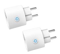 ANTELA Prise Connectée WiFi, 16A Prise Intelligente Compatible avec Alexa, Google Home, Contrôle à Distance, Mesure de Consommation Électrique, Contrôle Vocal, Fonction de Temps, 2PCs