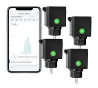 ANTELA Prise Connectée WiFi Extérieure IP54, Mesure de Consommation Électrique, Compatible avec Alexa, Google Home, Smart Life APP, 2.4GHz, 4 Pièce