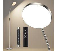 ANTENLICHT NOVA Lampe sur pied LED | Lampe sur pied dimmable avec télécommande | 3000K-6500K | Minuterie 30 min/1h. | Luminaire de lecture argenté 18W parfait pour chambre, salon, bureau.