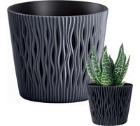 Anthracite Pot rainuré Avec 3L Insert de couvercle rond sableux