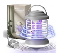 Anti Mouche Efficace pour Maison 5W, Tue Mouche Electrique Interieur Exterieur, Lampe Anti Moustique Jardin, Anti Moustique Portatif Insectes Piege Camping avec Lumière LED (Fonction Charge, Gris)