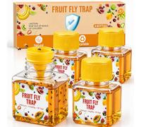 Anti Moucherons Interieur - Lot de 4 Piege a Moucheron, Pièges d'intérieur pour Lutter Contre les Mouches des Fruits Dans les Maison et Cuisine, 3 Semaines d’Action, Sûr pour Enfants et Animaux