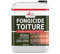 Anti Mousse Toiture Ultra Concentré Élimine Mousses 20 L | Détruit Dépôts Verts, Lichens et Algues, Élimine les Mousses, Toit, Tuiles, Ardoise, Béton - Arcane Industries