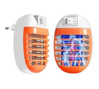 Anti Moustique 2 Paquets Electrique Tue Mouche Prise Anti Insectes Electrique Bug Lampe avec Night Light pour Insectes (Orange) PR