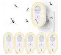 Anti Moustique Intérieur Ultrason Lot de 6, Prise Anti Moustique avec 4 Modes - Répulsif à Ultrasons Contre Souris, Araignées, Cafards, Insectes Volants, Protection 150m² pour Maison, Bureau