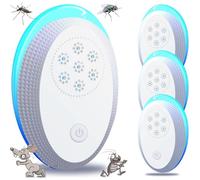 Anti Moustique Prise, Ultrason Souris Mouche 4 Paquets, Appareil Repulsif Souris Efficace pour Repousser Les Rats, Les araignées,