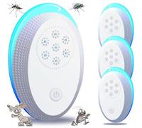 Anti Moustique Ultrason Prise, Ultrason Souris Mouche 4 Paquets, Appareil Repulsif Souris Efficace pour Repousser Les Rats, Les ara