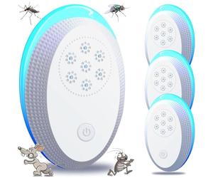 Anti Moustique Ultrason Prise, Ultrason Souris Mouche 4 Paquets, Appareil Repulsif Souris Efficace pour Repousser Les Rats, Les ara
