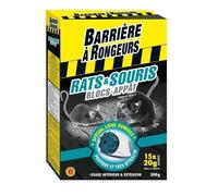 Anti Rats et souris - 15 blocs appât (15x20g) - Lieux humides - 300g - Usage intérieur et extérieur - BARRIERE A RONGEURS