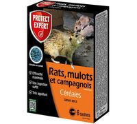 Appât céréales - rats, mulots et campagnols - 150 g - 6 sachets de 25 g