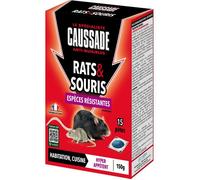 Anti rats & souris - CAUSSADE - Espèces résistantes - 15 sachets pâtes - Une ingestion suffit