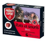 Anti Rats & Souris - Efficacité Radicale - lieux secs & humides - 10 Blocs extrudés Fluorescent - 300g - Prêt à l'emploi