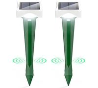 Anti Taupe Solaire avec LED et 3 Modes, 2/4 pièce Piege A Taupe pour Jardin, Large portée et Protection Contre l'eau Repulsifs Ultrasons pour Taupes, Rats, Serpents