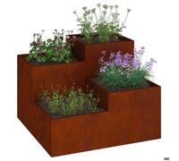 ANTI-UV Cache-pot de jardin, Jardinière pour Plantes, Rouillé 80x80x60 cm Acier patiné J3796AS3796EU