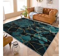 Antidérapant Tapis Salon Chambre 120x180 cm GéOméTrique Abstrait Marbre Texture, Tapis à Court Poils Doux Bleu Lavable en Machine Antifouling Décoration de Office, Couloir, Paillasson