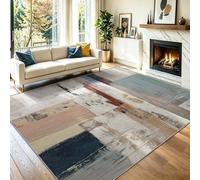 Antidérapant Tapis Vintage Vieilli 60 x 90 cm, Tapis Lavable en Machine Motif Coups De Pinceau Abstraits Carrés, Coloré Moderne Doux Moquette Poil Ras pour Salon Chambre Salle à Manger Bureau