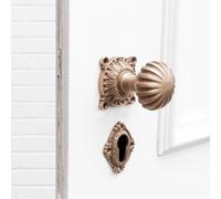 Antikas Bouton de porte d'entrée ancien fixe, rosettes PZ, laiton patiné