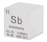 Antimon Cube 1 pouce 25,4 mm Métal Densité Pure Element Collections | Bloc périodique semi-métallique pour expériences de laboratoire, matériaux, loisirs, sciences physiques, cristal, cadeau