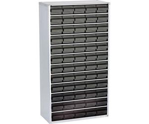 antistatique (ESD) raaco 1260-00 Casier ESD (L x l x H) 306 x 150 x 552 mm Nombre de compartiments: 60 câble de terre inclus Contenu 1 pc(s)