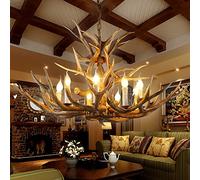 Antler Lustre, Deer Antler Lustre Style Vintage Résine Antler Luminaires pour Salon Chambre Cuisine Salle À Manger Bar (8 Lumières + 6 Bras)