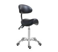 Antlu Tabouret de Selle avec Soutien Dorsal - Tabouret Ergonomique et esthétique pour Coiffeur, tatoueur, Spa, Cabinet Dentaire (avec Dossier réglable, Noir)