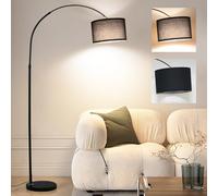 ANTNELICHT LUNA Vitage Arc pour salon, chambre à coucher, avec LED E27 incluse, abat-jour en tissu noir de 33 cm et interrupteur à pied, idéal pour un hôtel