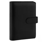 Antner Classeur A6 en cuir synthétique rechargeable à 6 anneaux pour feuilles A6, agenda personnel avec fermeture à boucle magnétique, noir