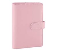 Antner Classeur A6 en cuir synthétique rechargeable à 6 anneaux pour recharge de papier A6, organiseur personnel avec boucle magnétique pour l'école, le bureau, les voyages et les cartes photo, rose