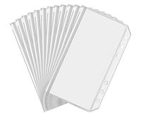 Antner Lot de 12 pochettes de classement format A6 à 6 trous pour billets, enveloppes pour budgétisation, pochettes transparentes zippées, pour classeur budgétaire A6 à 6 anneaux, en PVC imperméable