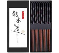 Antner Lot de 5 paires de baguettes réutilisables en bois naturel de style japonais sculpté à la main 22,9 cm