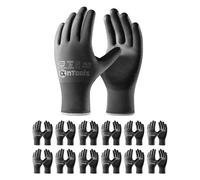AnTools 12 Paires Gants de Travail pour Homme et Femme - Revêtement PU Anti-Dérapant, Légers et Respirants, Excellente Prise, Idéaux pour Travaux Généraux et Jardinage, Gris, Taille 8/M