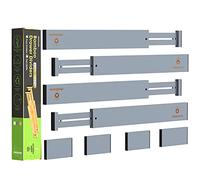 ANTOWIN Séparateurs de tiroir extensibles en bambou avec ressort de réglage pour grands ustensiles, vêtements, outils, 43 à 56 cm de long (Gris)
