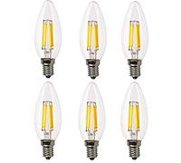 ANTYX 12v E14 LED Ampoule 4W égale 40W LED Candelabra bulbe Chaud Blanc 270 0K C35 Bulbe d'Edison Clear Vintage pour RV, Projet de Panneau Solaire, Bateau, éclairage Hors réseau, Paquet de 6