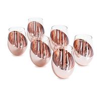 ANUBE Lot de 6 verres à vin modernes sans pied en cuivre (or rose)