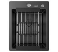 ANW HOME Évier Cuisine 1 Bac 40x50 cm, Gris Graphite | Inox 304, Texture nid d’abeille, Cuve 21 cm, Rebord/cuve 3/1 mm, Encastré ou affleurant, Siphon, Distributeur, Panier