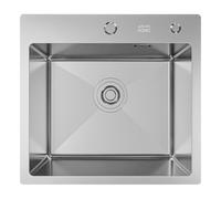 ANW HOME Evier Cuisine 1 Bac 48x45 cm, Inox 304 | À Encastrer, Sans Égouttoir, Finition Satinée, Épaisseur 2,2+0,8 mm, Avec Siphon
