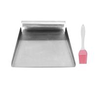 Anwangda Pelle à légumes en acier inoxydable - Ustensile ménager polyvalent - Pelle à légumes - Spatule de cuisine pour ramasser les légumes coupés - Spatule de cuisine avec pinceau à huile (argenté)