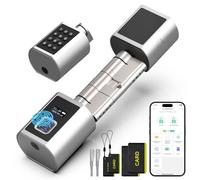 Anweller Serrure de porte, avec empreinte digitale, code Smart Lock, avec 2 clés, 2 cartes IC, pour portes de 60 à 135 mm