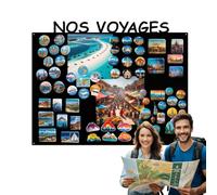 Anwicar Tableau Magnétique Effaçable en Acier - Idéal pour Aimants et Notes - Tableau Noir Magnétique Mural - Compatible avec Marqueurs Craie - Nos Voyages - Noir - 80x100 cm