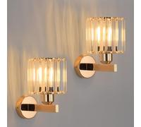 ANWIO Applique Murale Intérieure Gold, Applique Murale Chambre en Cristal Moderne E27, Luminaires Intérieur Ø130mm Lot de 2, pour Couloir, Salon, Salle à Manger, Cuisine