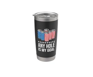 Any Hole Is My Goal Drinking Beer American Flag 4th Of July Gobelet isotherme en acier inoxydable double paroi