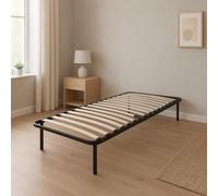 anya - Sommier Noir Cadre a lattes Renforcé et Soutien Réglable + 4 Pieds 80x190 x 29 cm en Metal - Montage Rapide et Facile - epaisseur du Metal +/- 1,4 mm 34 lattes en 9 mm d'epaisseur et largeur 3
