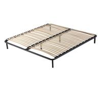 Anya - Sommier Noir Cadre a lattes Renforcé et Soutien Réglable + 6 Pieds 120x190 x 29 cm en Metal