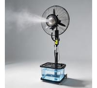 AnYaBinni Grand Ventilateur Brumisateur Industriel Réservoir 40L, Oscillant 120° à Hauteur Réglable, 3 Vitesses, Brasseur d'air sur Pied pour Atelier, Commerciaux, Terrasse Café
