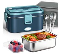 Anykuu Gamelle Chauffante Électrique 1.8L 100W, Lunch Box Chauffante 12V 24V 220V, Chauffage Rapide en 20-30 min, Acier Inoxydable, Facile à Nettoyer, Idéale Voiture, Bureau et Maison