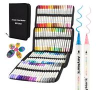 AnyMark 80 Couleurs Feutre Acrylique, Marqueurs Acryliques à Double Pointe avec Pointe Pinceau et Pointe Fine, Stylos Acryliques pour Bois, Galets, Papier, Tissu, Verre, Oeuf