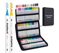 AnyMark 80 Couleurs Feutre Acrylique, Marqueurs Acryliques à Double Pointe avec Pointe Ronde et Pointe Fine, Stylos Acryliques pour Bois, Galets, Papier, Tissu, Verre, Oeuf