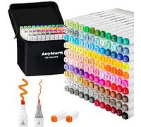 AnyMark Feutres a Alcool 120 Couleurs Double Pointe Biseautée et Fine | Feutres de Coloriage Adulte, Idéal pour le Coloriage, l’Illustration et le Croquis, Corps Blanc